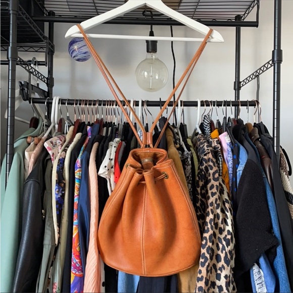 American Apparel Handbags - American Apparel Leather Bucket Backpack
